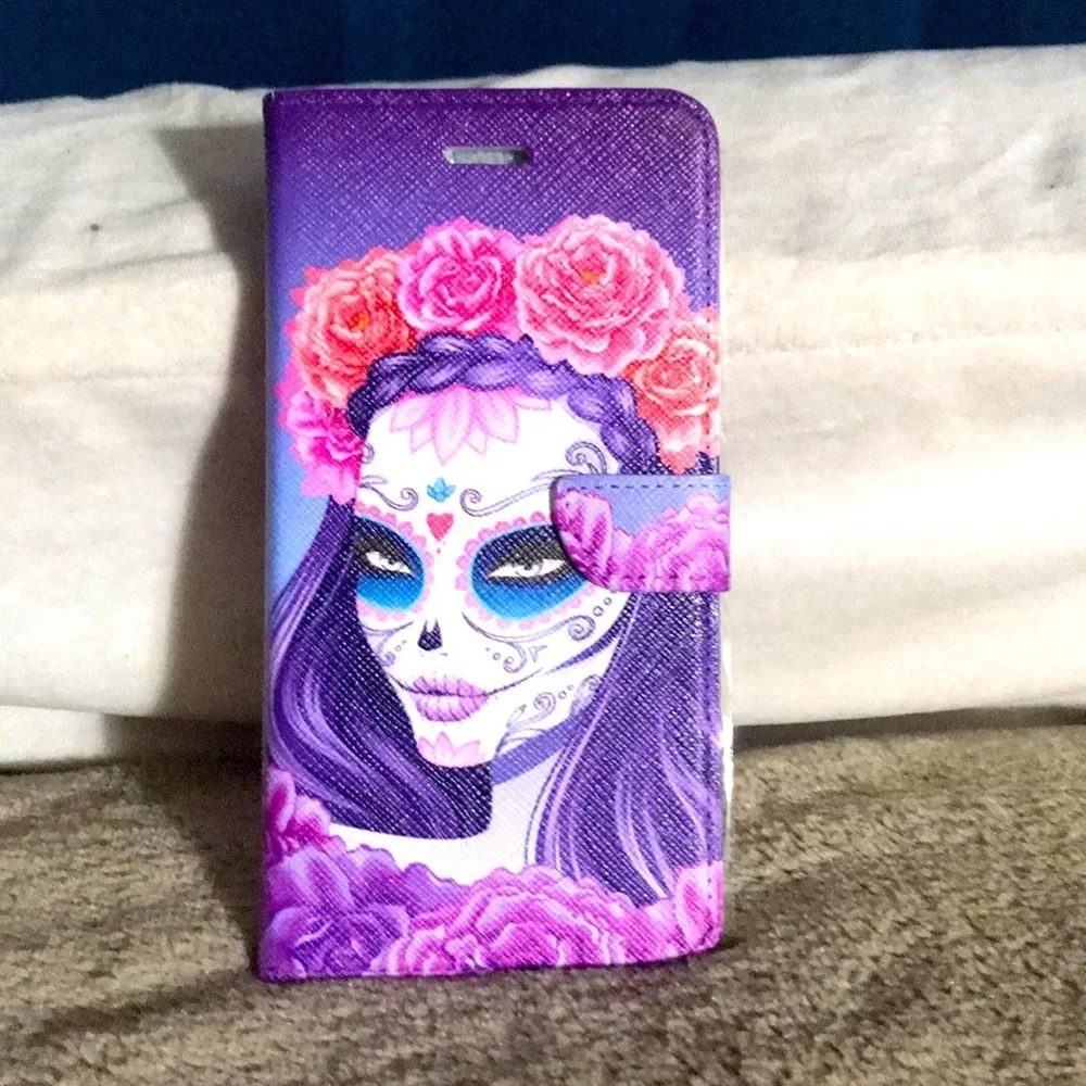 6/$20 New Sugar Skull iPhone 6 Plus wallet case
